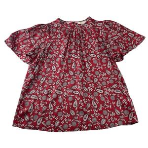 Boden Red Floral Paisley Blouse US 10/UK 14 Boho Cottagecore Feminine Top